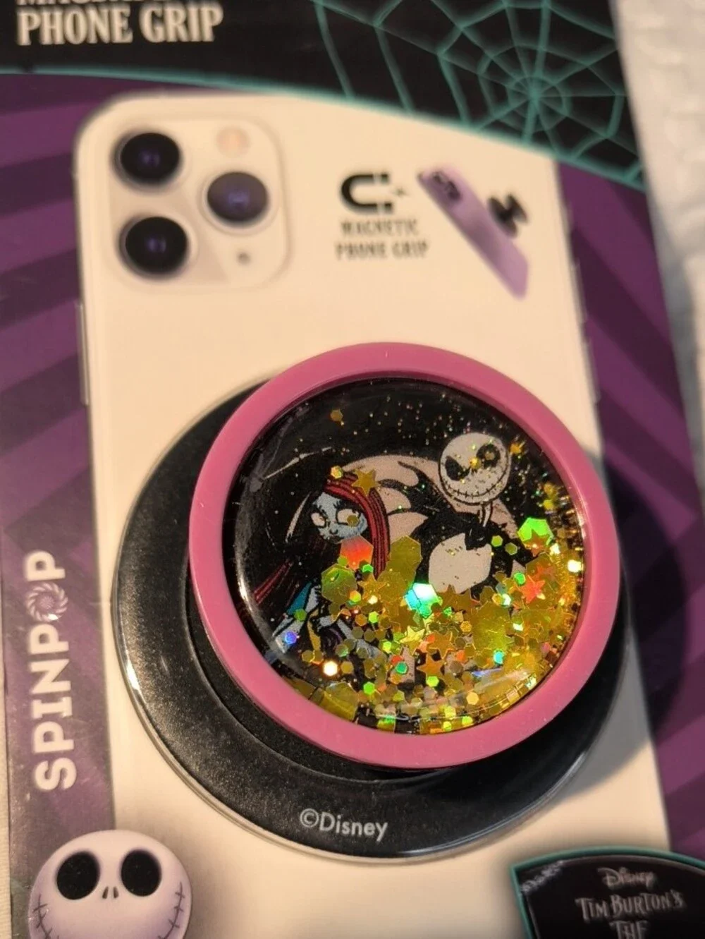 The Nightmare Before Christmas Pink MagSafe-Compatible Phone Grip Pop Socket